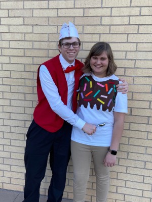 A couple in costume for Halloween.