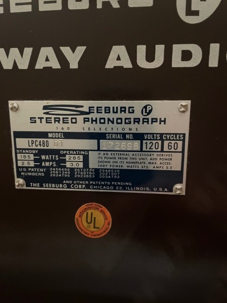 Information on the back of the jukebox.