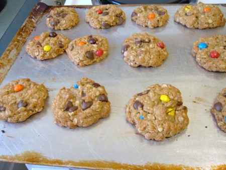 The cookies on a baking sheet.