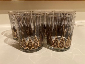 A set of decorative drinking glasses.