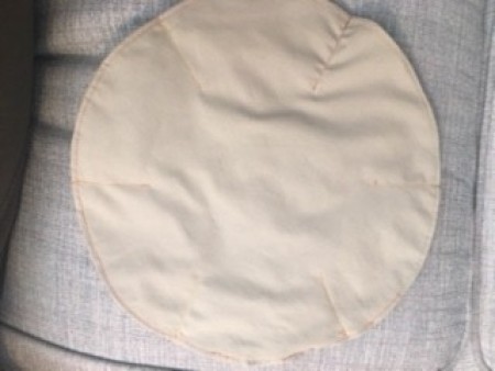 The underside of the sewn basket.