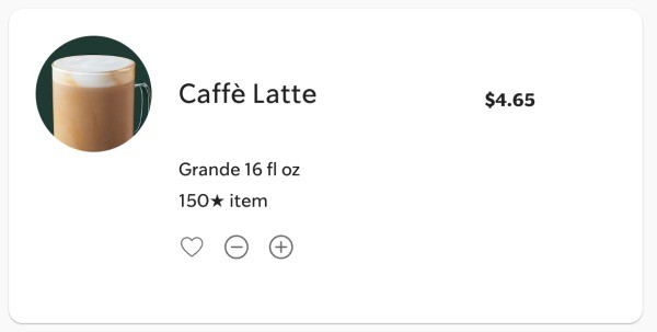 Starbucks price information.
