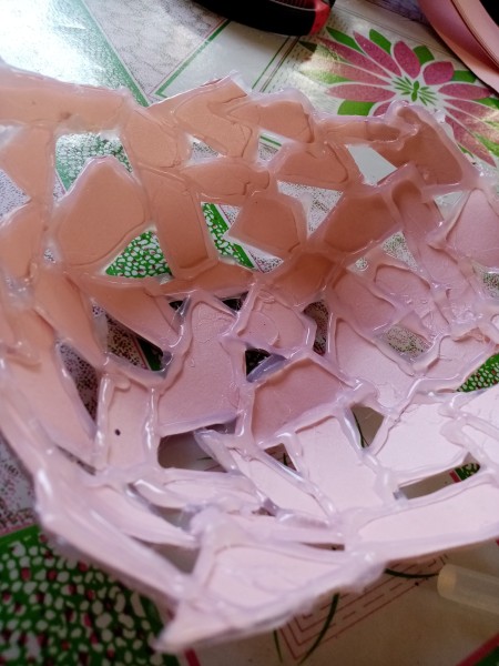 The bowl shape from glued cardstock.