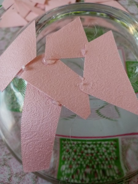 Attaching the cardstock in a bowl form.