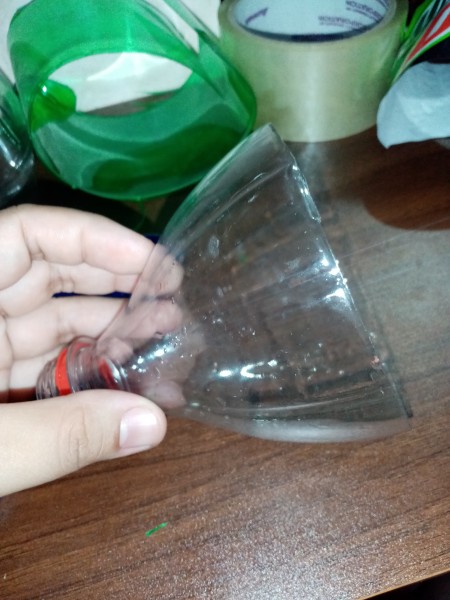 The top of the plastic bottle.