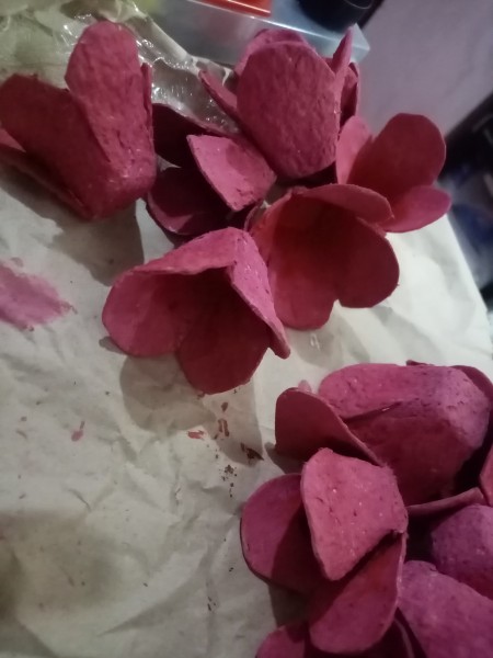 Several painted flowers.