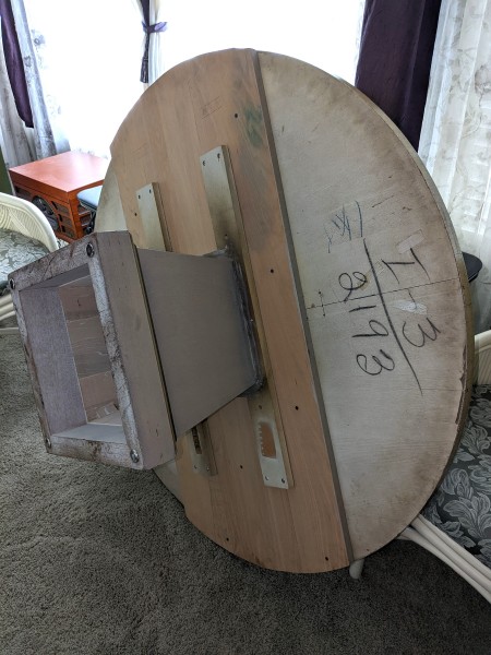 The underside of the table.