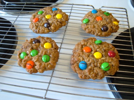 The finished cookies with M&Ms.