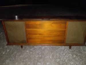 The console stereo cabinet.