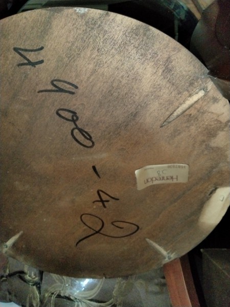 The bottom of the side table.