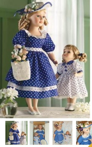 A mother and child porcelain doll set.
