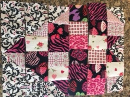 Sewing the squares together.