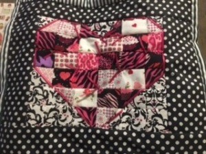The completed heart quilt.