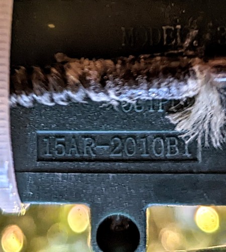 A number on the plug of a Christmas tree.