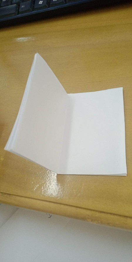 Folding the stack in half.