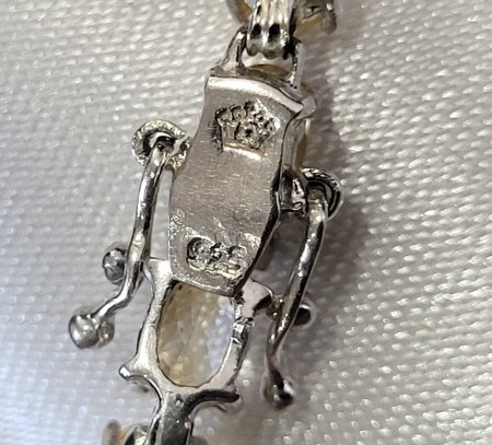 The clasp on a tennis bracelet.