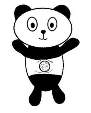 A drawing of a panda bear toy.