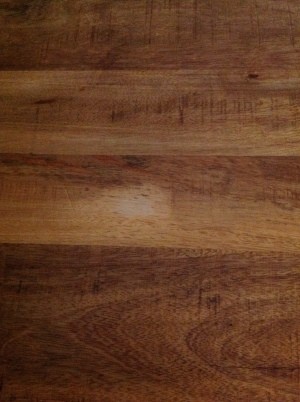A stain on a wooden surface.