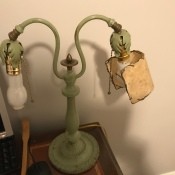 An old fashioned desk lamp.