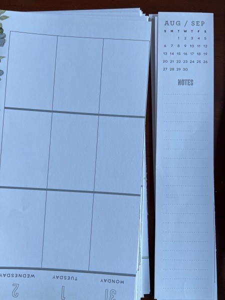 Cutting off the calendar portion of the page.