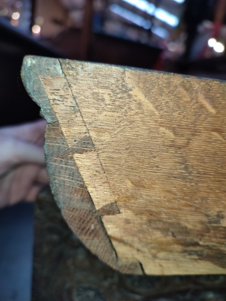 Close up of double sided desk.