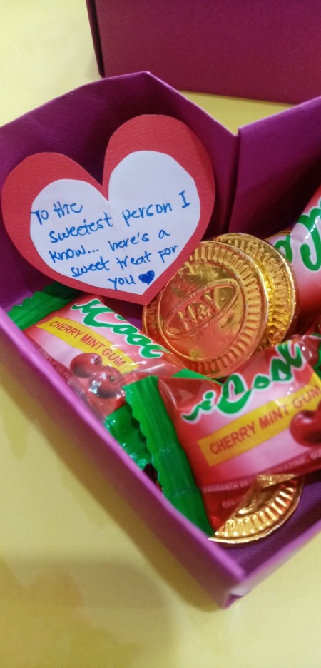 The box full of valentine candy.