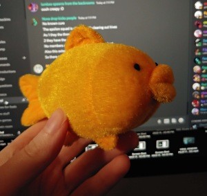 A stuffed fish toy.