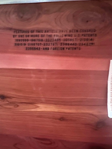 Markings inside a cedar chest.