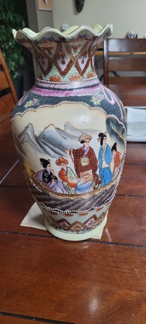 A painted Japanese vase.