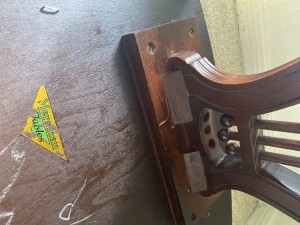 The underside of a Mersman table.