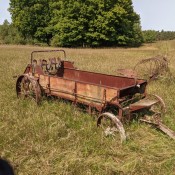 A piece of old farm equipment.
