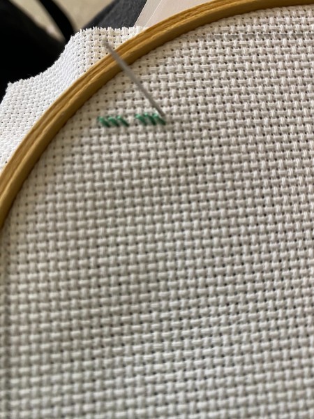 Starting the border in green thread.