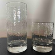 Two clear glasses.