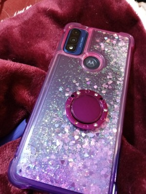 A phone in a glittery case.