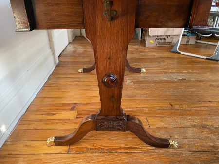 The legs of the desk.