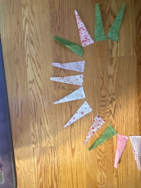 Assembling the quilt pieces.