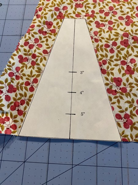Marking fabric for the quilt block.