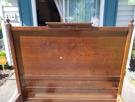 A wooden headboard.