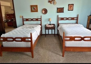 Two twin size wooden bed frames