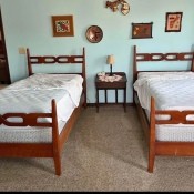 Two twin size wooden bed frames