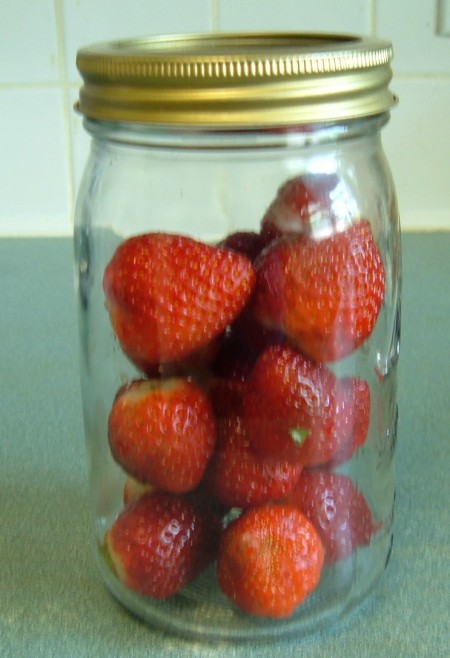 Strawberries in a jar.
