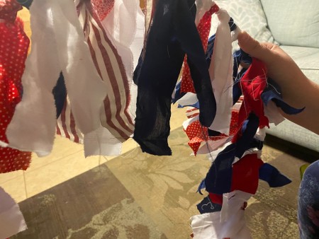 Adding the strips to the wire frame.