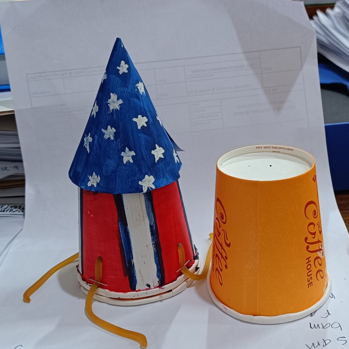 4th of July Inspired Paper Cup Rocket | ThriftyFun
