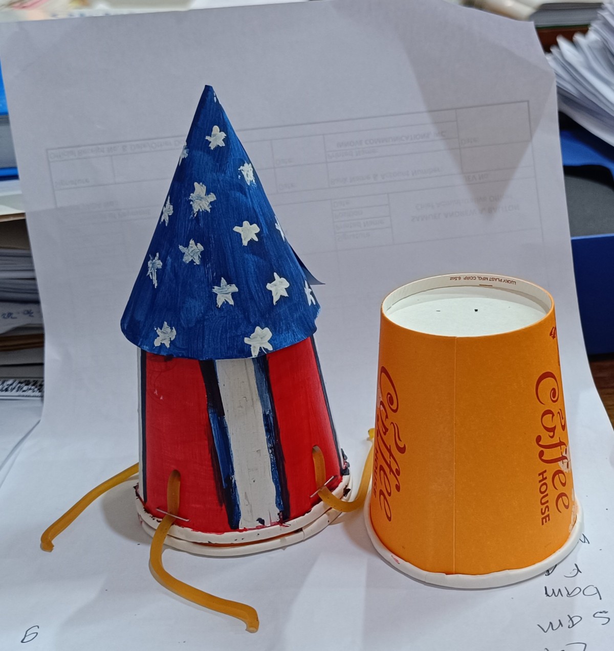 4th of July Inspired Paper Cup Rocket | ThriftyFun